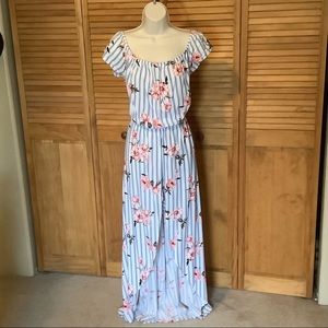 J for Justify 1 pc. Maxi Romper Dress shorts Large on off shoulder soft cotton